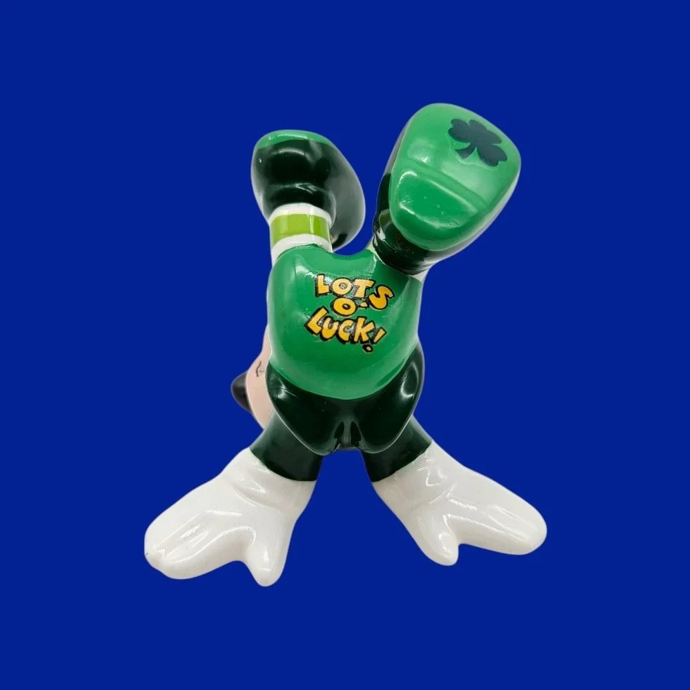 Vintage Disney St Patrick's Mickey Mouse Figurine 'Lots o' Luck' Lucky Clover